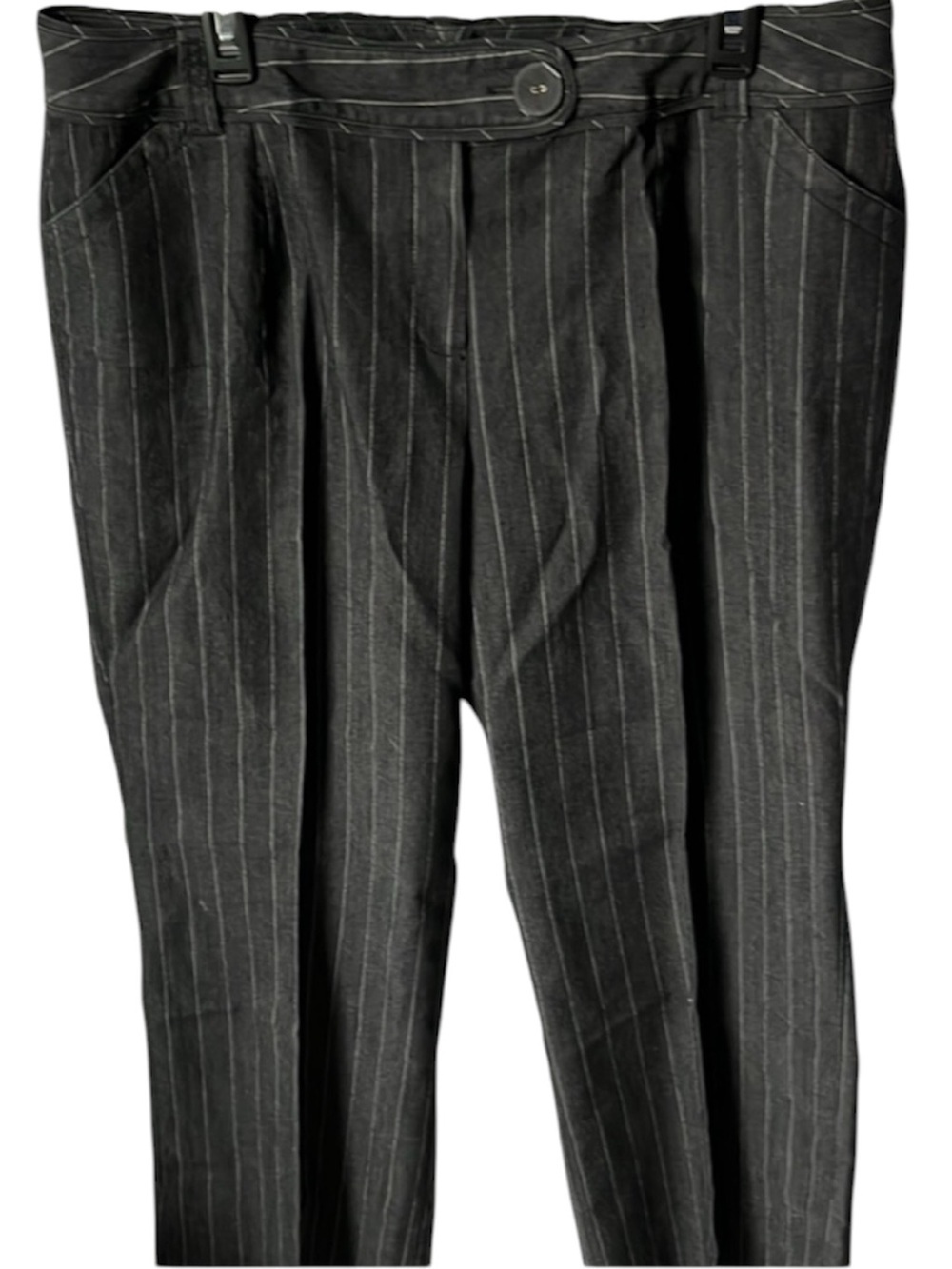 Larry Levine Pinstripe High Waisted Wide Leg Pants 16 W